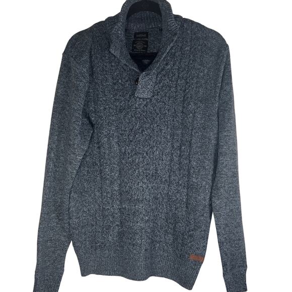 Buffalo David Bitton Blue Speckled Collared Knit Men's Sweater Long-Sleeved Med - Picture 1 of 16